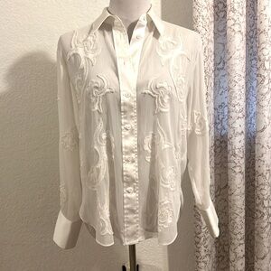 Beautiful white beaded appliqué shirt
